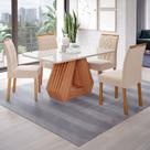 Mesa de Jantar 4 Lugares ágata Juliana com Vidro Cinamomo/Off White/Nude - Cimol