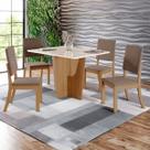 Mesa de Jantar 4 Lugares Antonella com Vidro Nature/Off White/Marrom Amêndoa - Panorama Móveis Mesa de Jantar 4 Lugares Antonella com Vidro Nature/Off White/Marrom Amêndoa - Panorama Móveis
