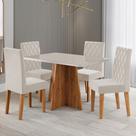 Mesa de Jantar 4 Lugares Antonella Mel/Blonde/Veludo Pastel - Viero Móveis Mesa de Jantar 4 Lugares Antonella Mel/Blonde/Veludo Pastel - Viero Móveis
