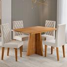 Mesa de Jantar 4 Lugares Antonella Mel/Tampo Mel/Veludo Pastel - Viero Móveis