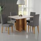 Mesa de Jantar 4 Lugares Arezo Ripado Mel/Blonde/Cinza - Viero Móveis