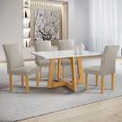 Mesa de Jantar 4 Lugares Arizona Canela com Vidro Cinamomo/Off White/Bege Claro 20766 - Cel Móveis