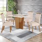 Mesa de Jantar 4 Lugares Artemis com Vidro Nature/Off White/Linho - Panorama Móveis
