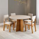 Mesa de Jantar 4 Lugares Asty com Vidro Mel/Off White/Marfim - Viero Móveis