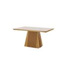 Mesa de Jantar 4 Lugares Áustria com Vidro Marrom/Castanho Cinamomo/Off White