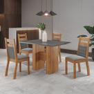 Mesa de Jantar 4 Lugares Blanc Mel/Cinza/Grafite - Viero Móveis