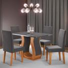 Mesa de Jantar 4 Lugares Blazer Mel/Cinza/Veludo Grafite - Pnr Móveis