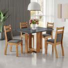 Mesa de Jantar 4 Lugares Blend Mel/Cinza/Grafite - Viero Móveis