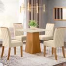 Mesa de Jantar 4 Lugares Carina Nature/Off White/Linho Se79 - Pnr Móveis Mesa de Jantar 4 Lugares Carina Nature/Off White/Linho Se79 - Pnr Móveis
