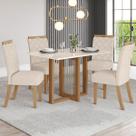 Mesa de Jantar 4 Lugares Charlotte com Vidro Nature/Off White/Linho - Panorama Móveis Mesa de Jantar 4 Lugares Charlotte com Vidro Nature/Off White/Linho - Panorama Móveis
