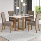 Mesa de Jantar 4 Lugares Charlotte com Vidro Nature/Off White/Marrom Amêndoa - Panorama Móveis Mesa de Jantar 4 Lugares Charlotte com Vidro Nature/Off White/Marrom Amêndoa - Panorama Móveis