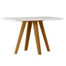 Mesa de Jantar 4 Lugares com Vidro Sobreposto Pés em Madeira
