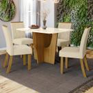 Mesa de Jantar 4 Lugares Denise Nature/Off White/Linho - Bci Móveis