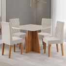 Mesa de Jantar 4 Lugares Evah Mel/Blonde/Veludo Pastel - Viero Móveis