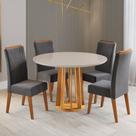 Mesa de Jantar 4 Lugares Finestra com Vidro Mel/Off White/Cinza - Viero Móveis Mesa de Jantar 4 Lugares Finestra com Vidro Mel/Off White/Cinza - Viero Móveis