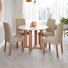 Mesa de Jantar 4 Lugares Flora Clarice com Vidro Cinamomo/Off White/Bege - Cimol