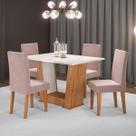 Mesa de Jantar 4 Lugares Floripa/Venus Mel/Blonde/Veludo/Rosa - Viero Móveis