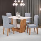 Mesa de Jantar 4 Lugares Grazi/Marte Mel/Blonde/Linho/Inox - Pnr Móveis