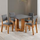 Mesa de Jantar 4 Lugares Grazia Mel/Cinza - Viero Móveis