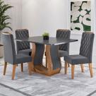 Mesa de Jantar 4 Lugares Lana Mel/Cinza/Veludo Cinza - Viero Móveis