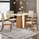Mesa de Jantar 4 Lugares Lavínia Milla Nature/Off White/Linho - Pnr Móveis