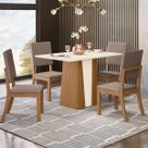 Mesa de Jantar 4 Lugares Lavínia Milla Nature/Off White/Marrom Amêndoa - Pnr Móveis