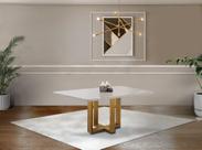Mesa de Jantar 4 Lugares Lisy Madeira Maciça e Tampo de Vidro 120cm