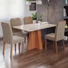 Mesa de Jantar 4 Lugares Maitê Paola com Vidro Cinamomo/Off White/Joli - Cimol