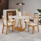 Mesa de Jantar 4 Lugares Miller/Sicilia Mel/Blonde/Veludo/Marfim - Viero Móveis