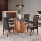 Mesa de Jantar 4 Lugares Nivus Mel/Cinza/Grafite - Viero Móveis Mesa de Jantar 4 Lugares Nivus Mel/Cinza/Grafite - Viero Móveis