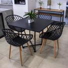 Mesa de Jantar 4 Lugares Preto Jade 90cm e Kit 4 Cadeiras Clarice D03 - D Rossi
