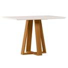 Mesa de Jantar 4 Lugares Retangular 120cm Tampo MDF Com Vidro Elian N01 Ypê Off White - Lyam Decor