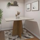 Mesa de Jantar 4 Lugares Retangular Tampo Vidro/MDF Jade Marrom/Cinamomo/Off White Mesa de Jantar 4 Lugares Retangular Tampo Vidro/MDF Jade Marrom/Cinamomo/Off White