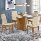 Mesa de Jantar 4 Lugares Scarlett com Vidro Nature/Off White/Linho - Panorama Móveis