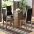 Mesa de Jantar 4 Lugares Tampo de Vidro Aline Madesa