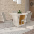 Mesa de Jantar 4 Lugares Viena Tokio com Vidro Cromado/Nature/Off White - Art Panta