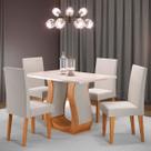 Mesa de Jantar 4 Lugares Zara Mel/Blonde/Veludo Marfim - Viero Móveis Mesa de Jantar 4 Lugares Zara Mel/Blonde/Veludo Marfim - Viero Móveis