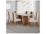 Mesa de Jantar 6 Cadeiras 6 Lugares Retangular Mel Bronze e Off White Viero Móveis Vigo Mesa de Jantar 6 Cadeiras 6 Lugares Retangular Mel Bronze e Off White Viero Móveis Vigo