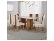 Mesa de Jantar 6 Cadeiras 6 Lugares Retangular Mel Bronze e Off White Viero Móveis Vigo