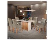 Mesa de Jantar 6 Cadeiras 6 Lugares Retangular Mel e Off White Sonetto Móveis Cris