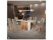 Mesa de Jantar 6 Cadeiras 6 Lugares Retangular Mel e Off White Sonetto Móveis Cris