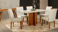 Mesa de jantar + 6 cadeiras França Tampo Atenas 160 Cm Palha Mesa de jantar + 6 cadeiras França Tampo Atenas 160 Cm Palha