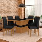 Mesa De Jantar 6 Cadeiras Gênova Cinamo/preto/preto - Móveis Arapongas Mesa De Jantar 6 Cadeiras Gênova Cinamo/preto/preto - Móveis Arapongas