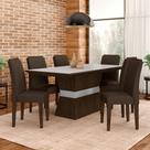 Mesa De Jantar 6 Cadeiras Gênova Imbui/off Wh/marro - Móveis Arapongas