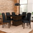 Mesa De Jantar 6 Cadeiras Gênova Imbuia/preto/preto - Móveis Arapongas Mesa De Jantar 6 Cadeiras Gênova Imbuia/preto/preto - Móveis Arapongas