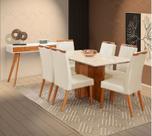 Mesa de jantar + 6 Cadeiras Milão tampo Atenas 160 cm palha