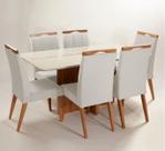 Mesa de jantar + 6 cadeiras Paris Tampo Atenas 160 cm A 12