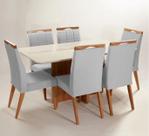 Mesa de jantar + 6 cadeiras Paris tampo Atenas 160cm Gris