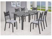 Mesa de Jantar 6 Cadeiras Retangular Aço Tampo Granito Poeme Ciplafe Mesa de Jantar 6 Cadeiras Retangular Aço Tampo Granito Poeme Ciplafe