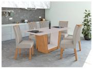 Mesa de Jantar 6 Cadeiras Retangular Frassino e Off White Móveis Lopas Apogeu